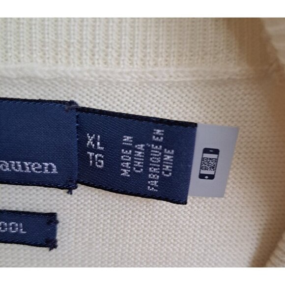 Polo by Ralph Lauren Women's XL Cream Merino Wool Sleeveless Turtleneck Sweater - Picture 4 of 8